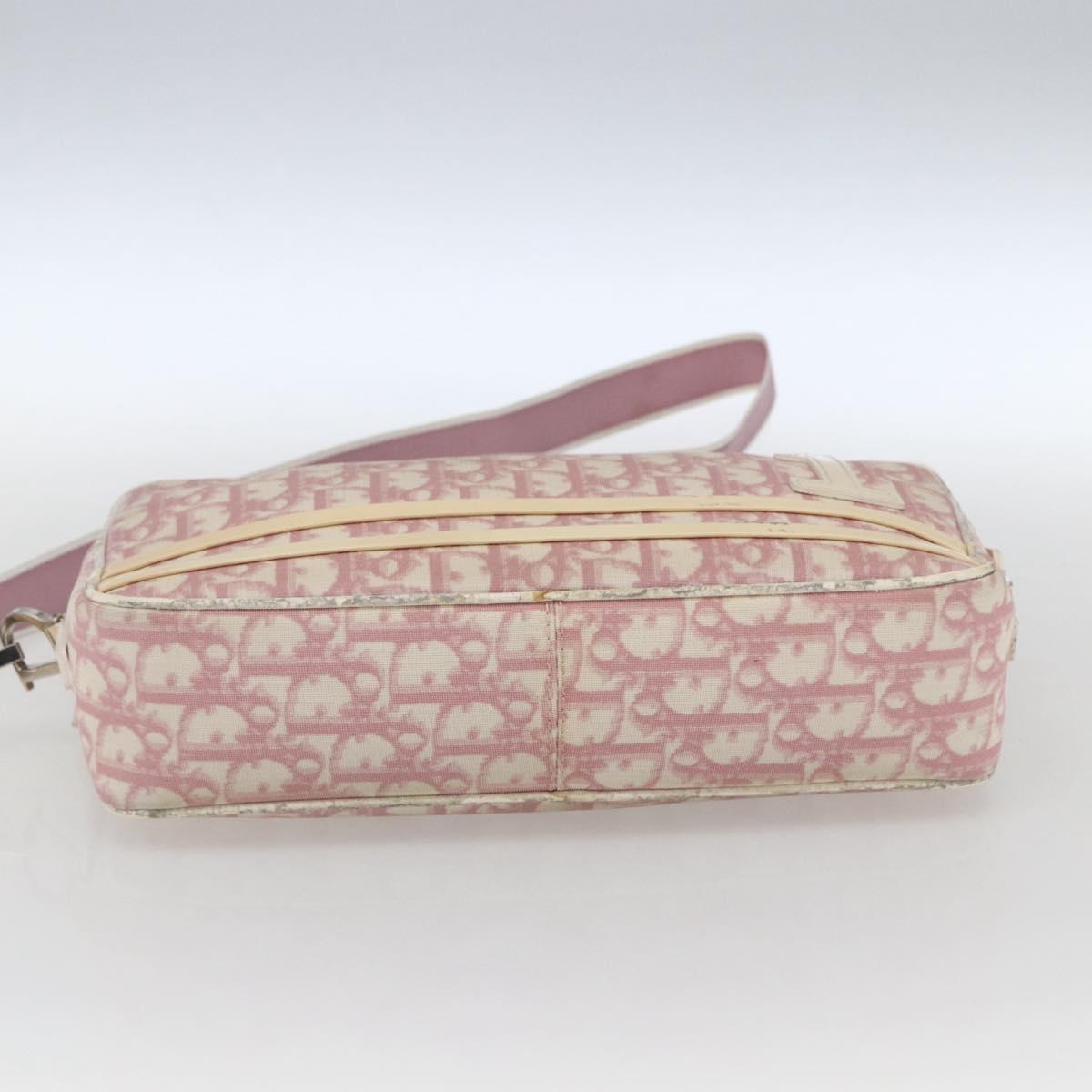 Christian Dior Trotter Canvas Shoulder Bag PVC Pink Silver Auth 164884