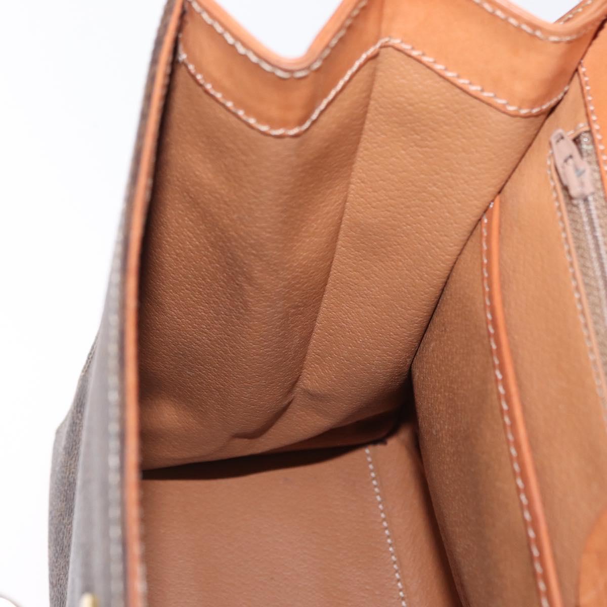 CELINE Macadam Canvas Hand Bag PVC Leather Brown Gold Auth 164902