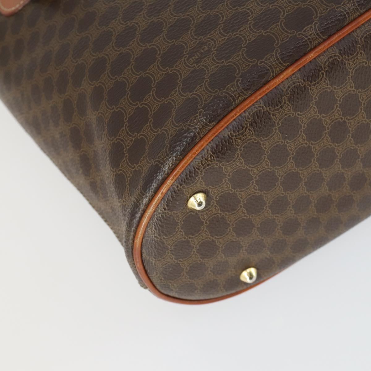 CELINE Macadam Canvas Tote Bag PVC Leather Brown Gold Auth 164910