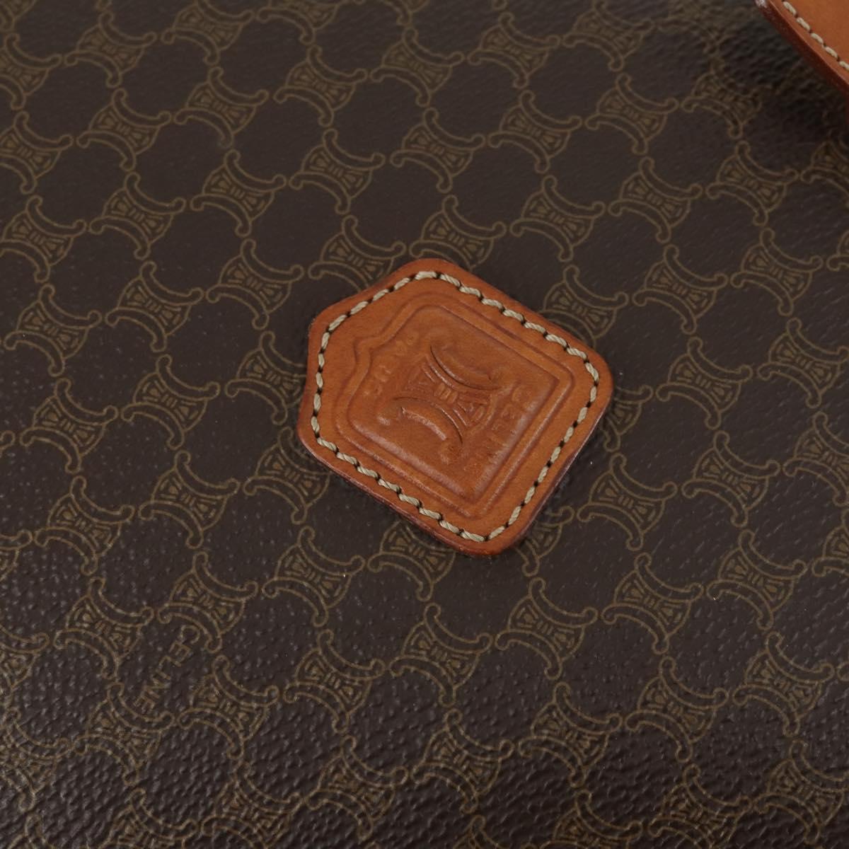 CELINE Macadam Canvas Tote Bag PVC Leather Brown Gold Auth 164910