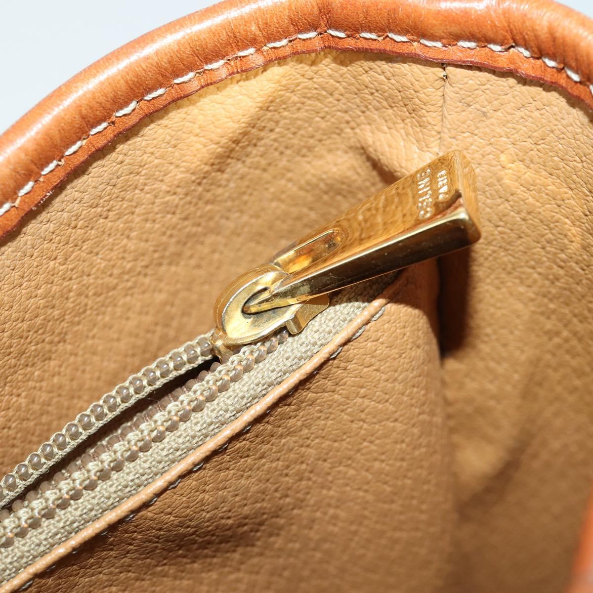 CELINE Macadam Canvas Tote Bag PVC Leather Brown Gold Auth 164910