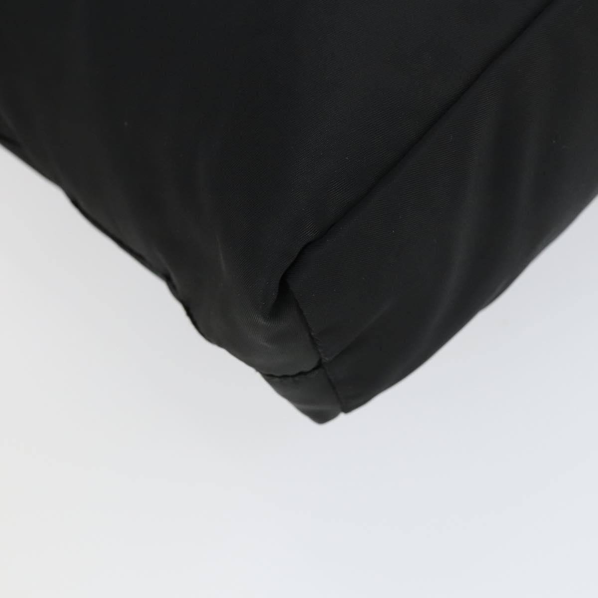 PRADA Tote Bag Nylon Black Silver Auth 164914