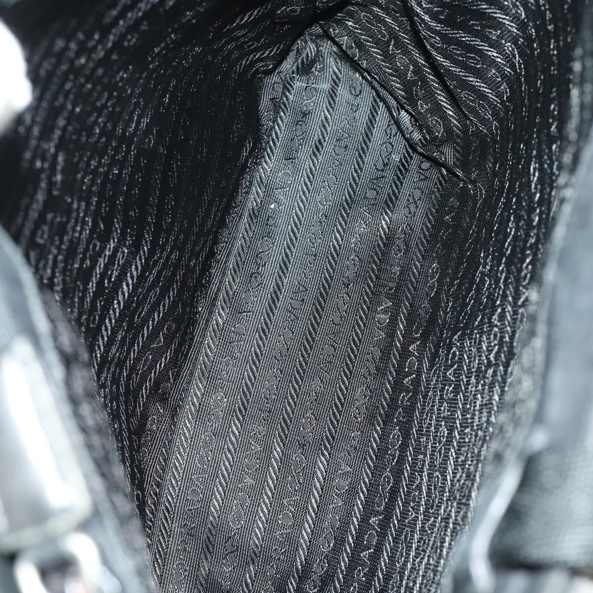 PRADA Tote Bag Nylon Black Silver Auth 164914