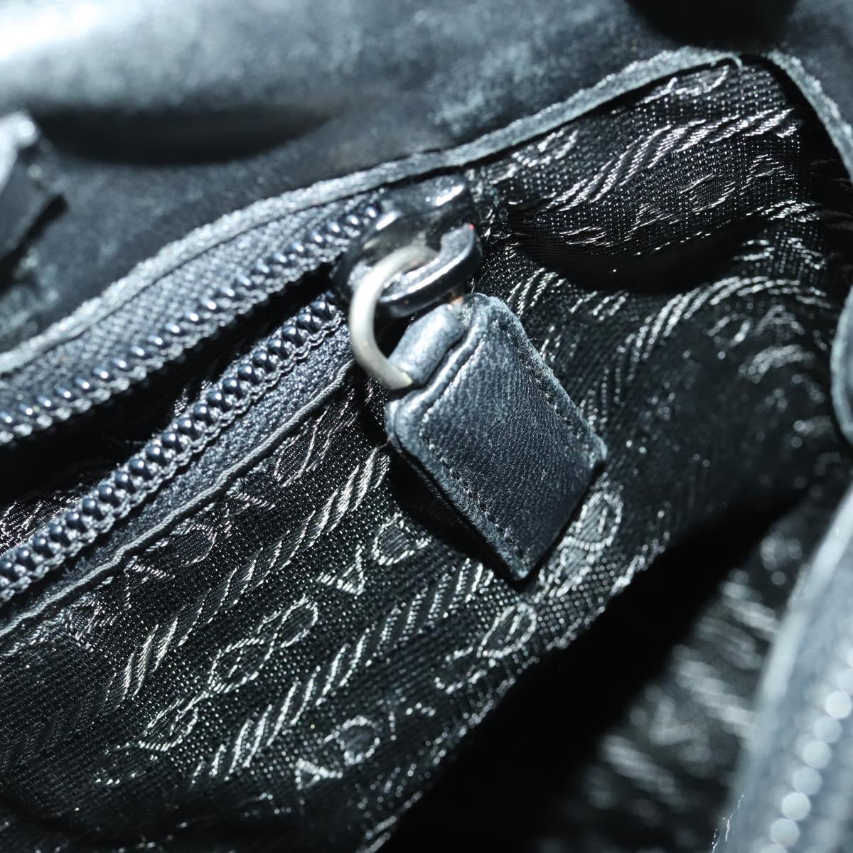 PRADA Tote Bag Nylon Black Silver Auth 164914