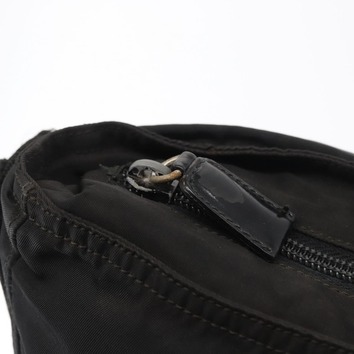 PRADA Shoulder Bag Nylon Black Silver Auth 164915