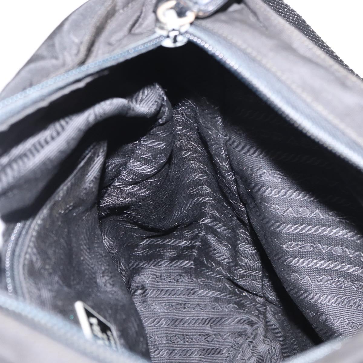 PRADA Shoulder Bag Nylon Black Silver Auth 164915