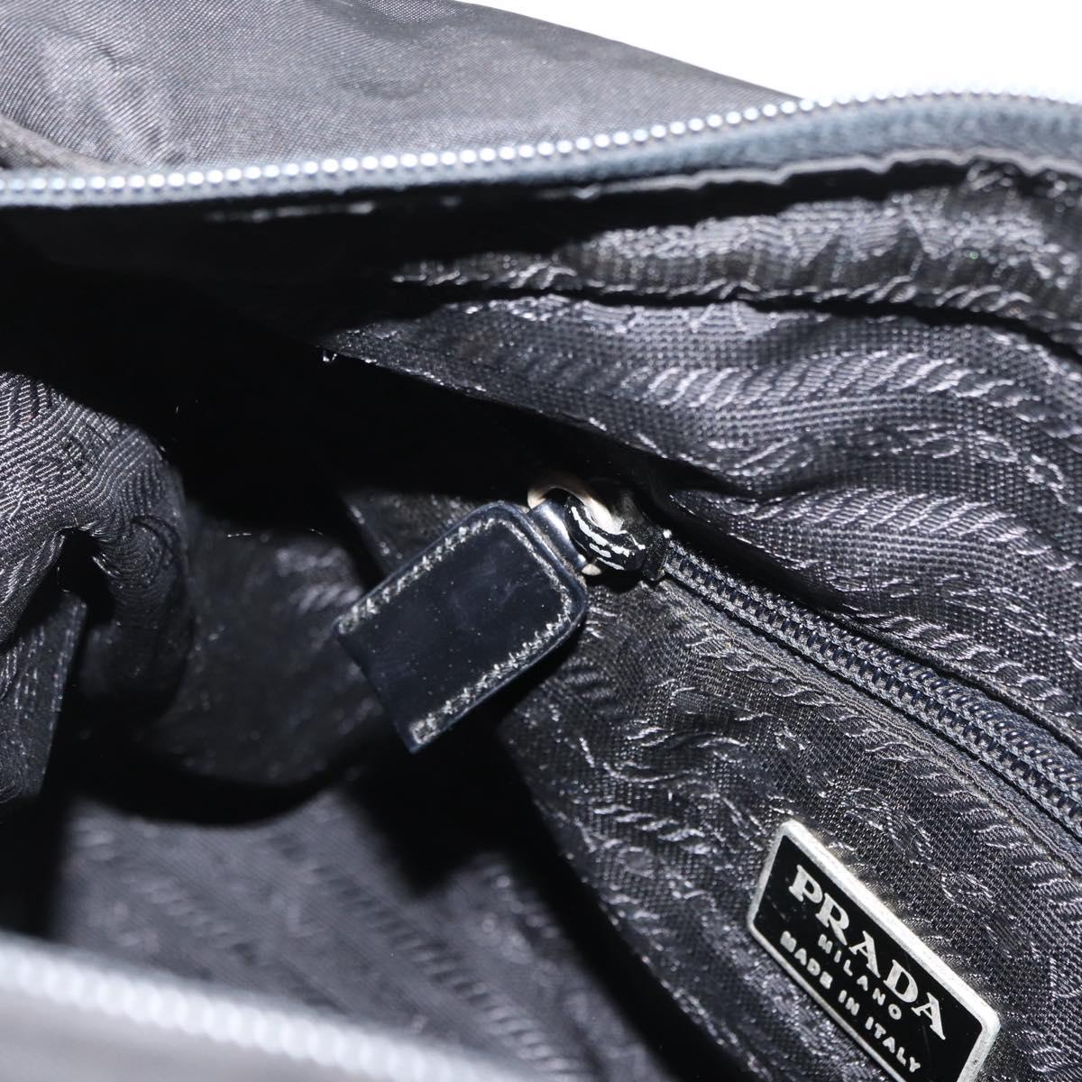 PRADA Shoulder Bag Nylon Black Silver Auth 164915
