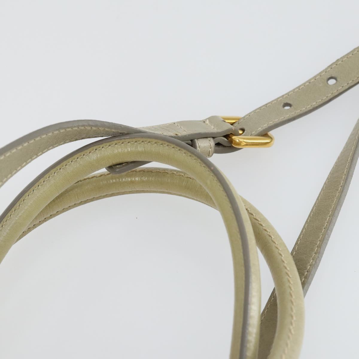 PRADA Hand Bag Leather 2way Gray Gold Auth 164922