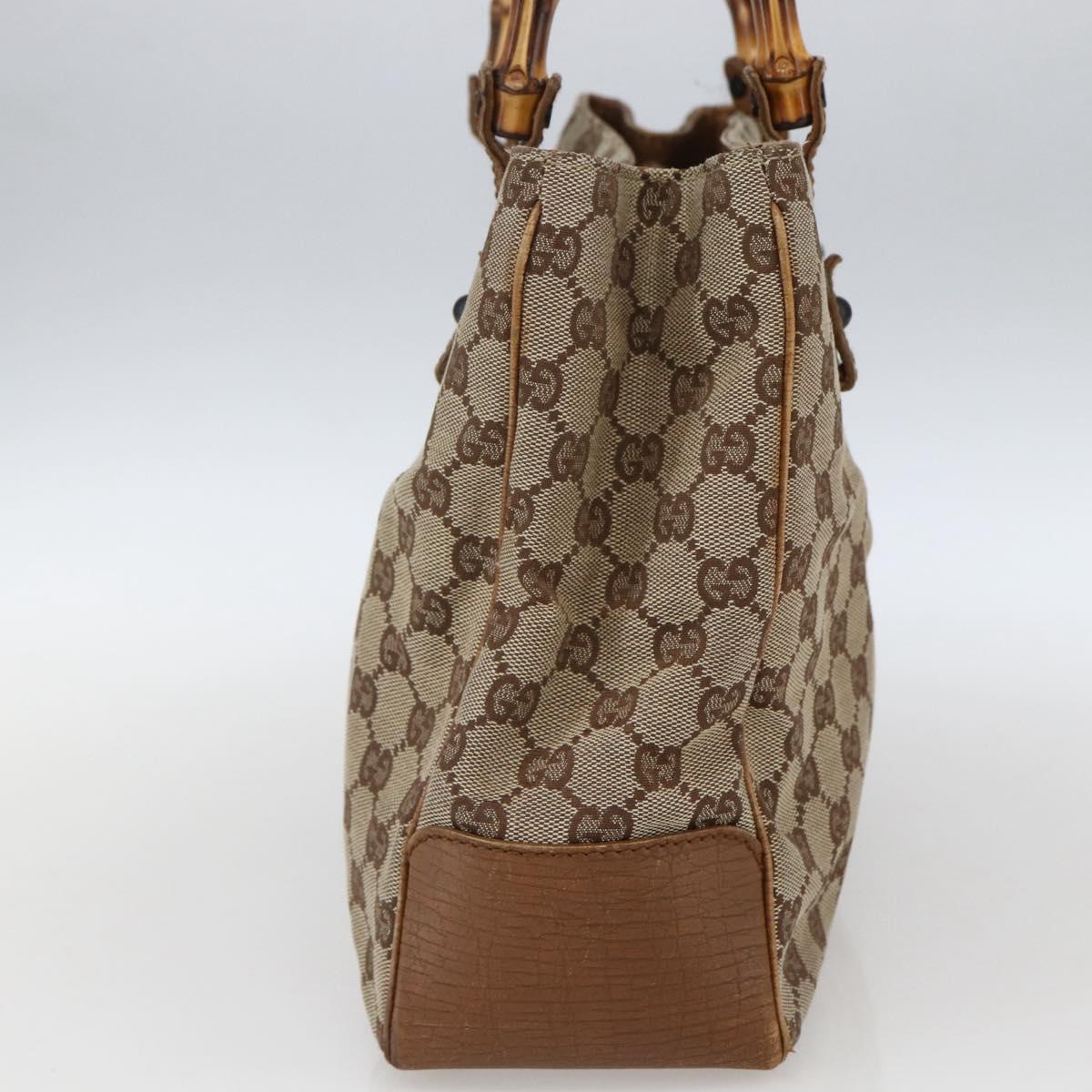 GUCCI GG Canvas Bamboo Hand Bag Beige 112526 Auth 164925