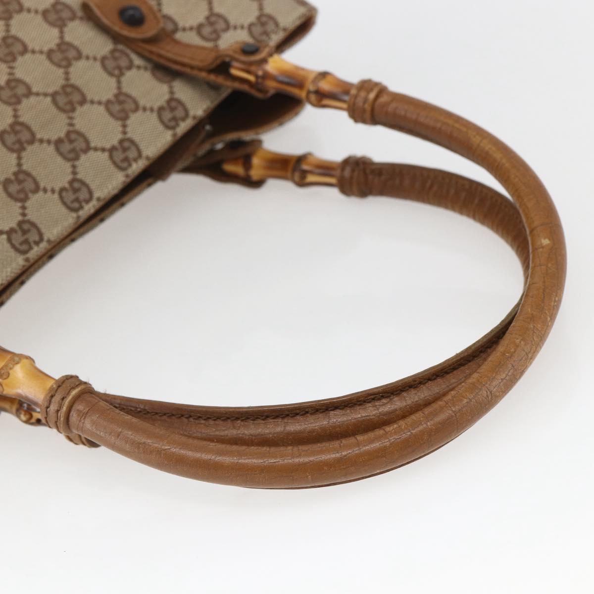 GUCCI GG Canvas Bamboo Hand Bag Beige 112526 Auth 164925