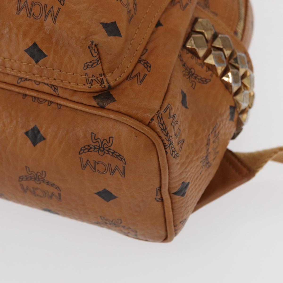 MCM Logogram Vicetos Backpack PVC Leather Brown Gold Auth 164927