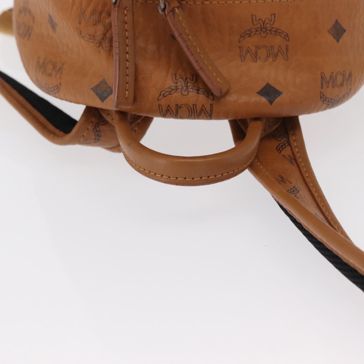 MCM Logogram Vicetos Backpack PVC Leather Brown Gold Auth 164927
