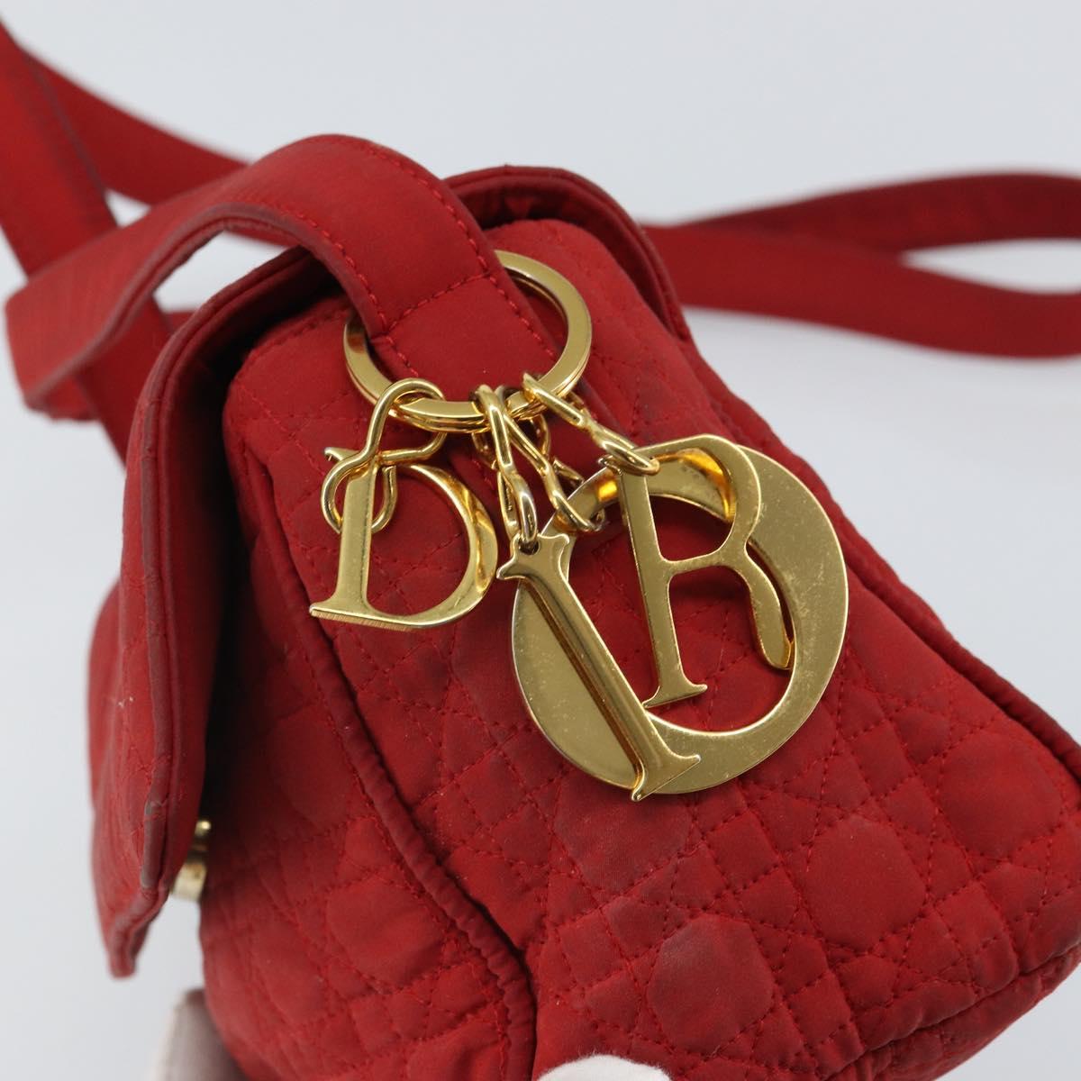Christian Dior Canage Shoulder Bag Red Gold Auth 164930