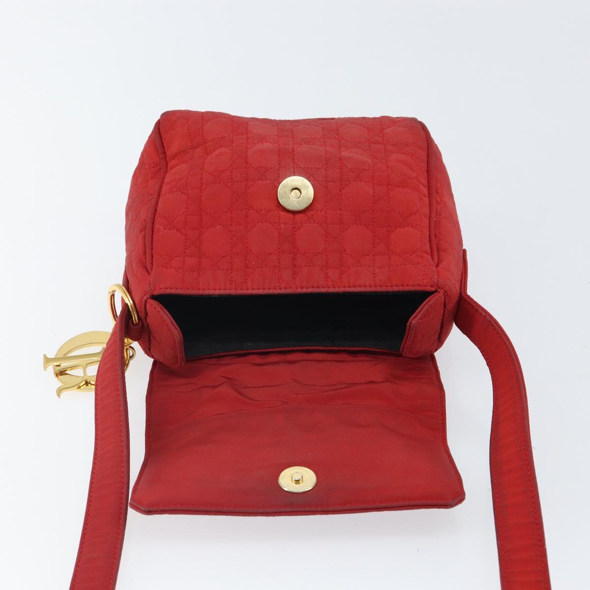 Christian Dior Canage Shoulder Bag Red Gold Auth 164930