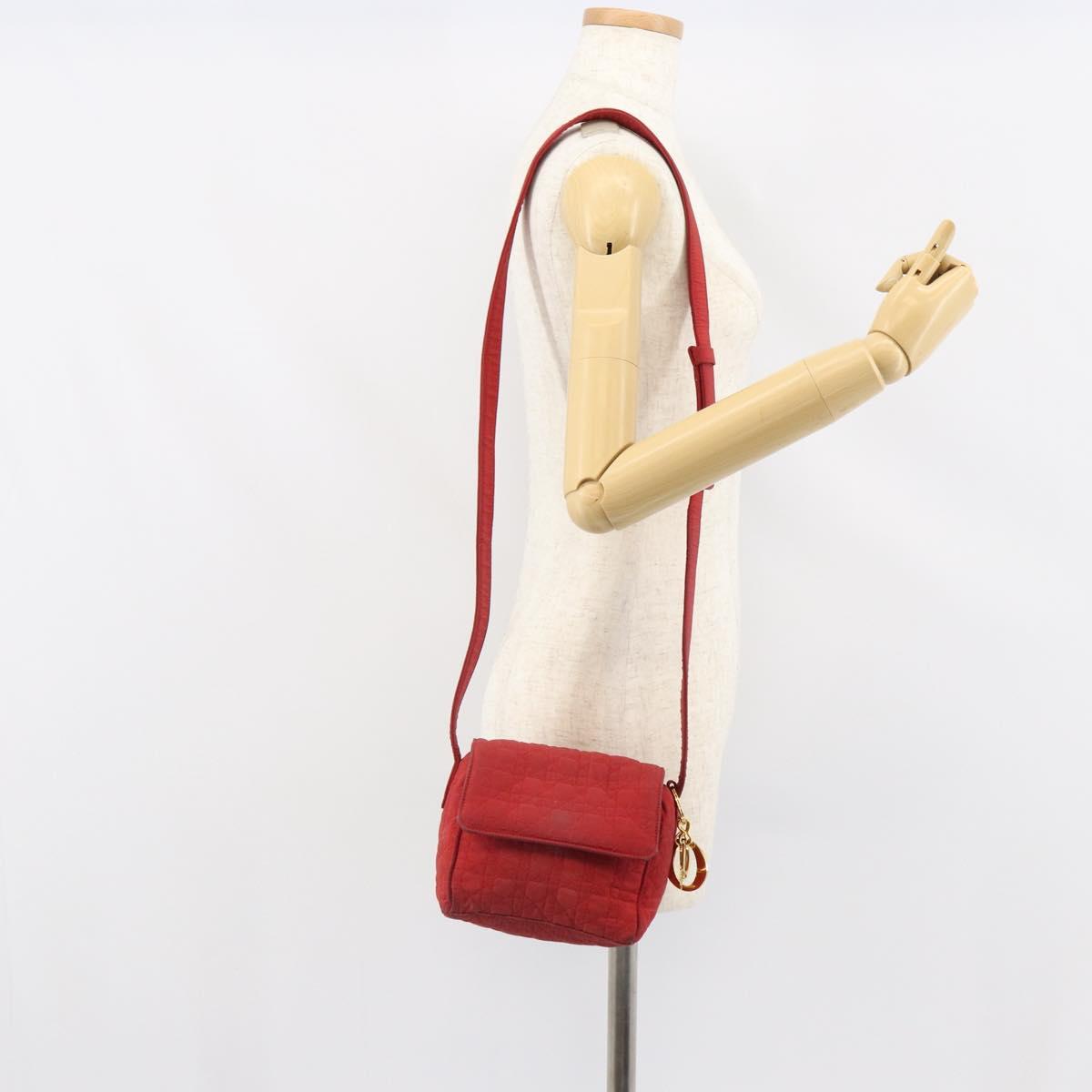 Christian Dior Canage Shoulder Bag Red Gold Auth 164930