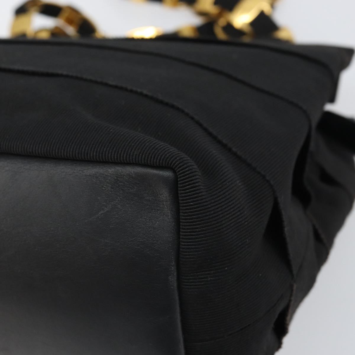Salvatore Ferragamo Vala Chain Tote Bag Canvas Black Gold Auth 164931