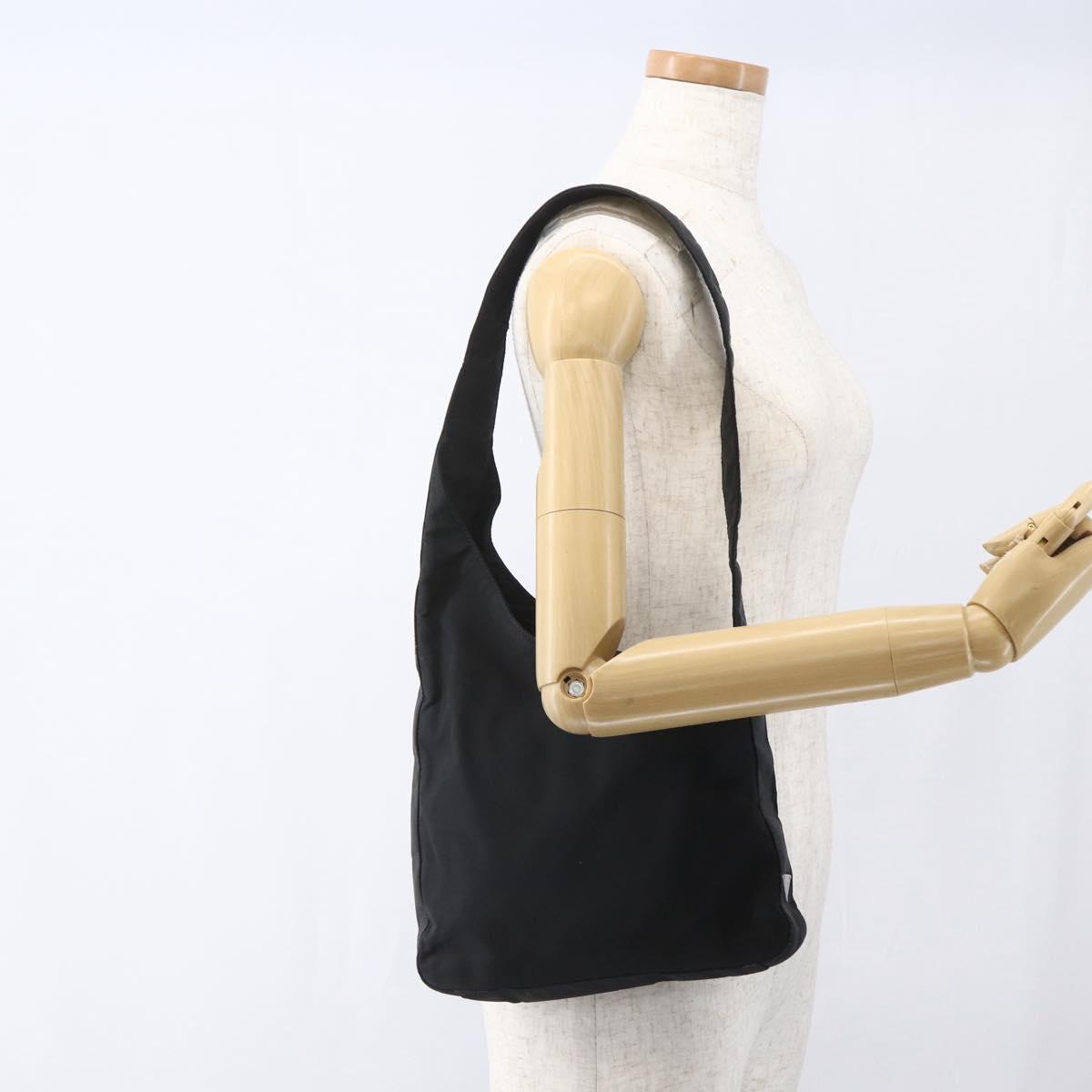 PRADA Shoulder Bag Nylon Black Silver Auth 164933