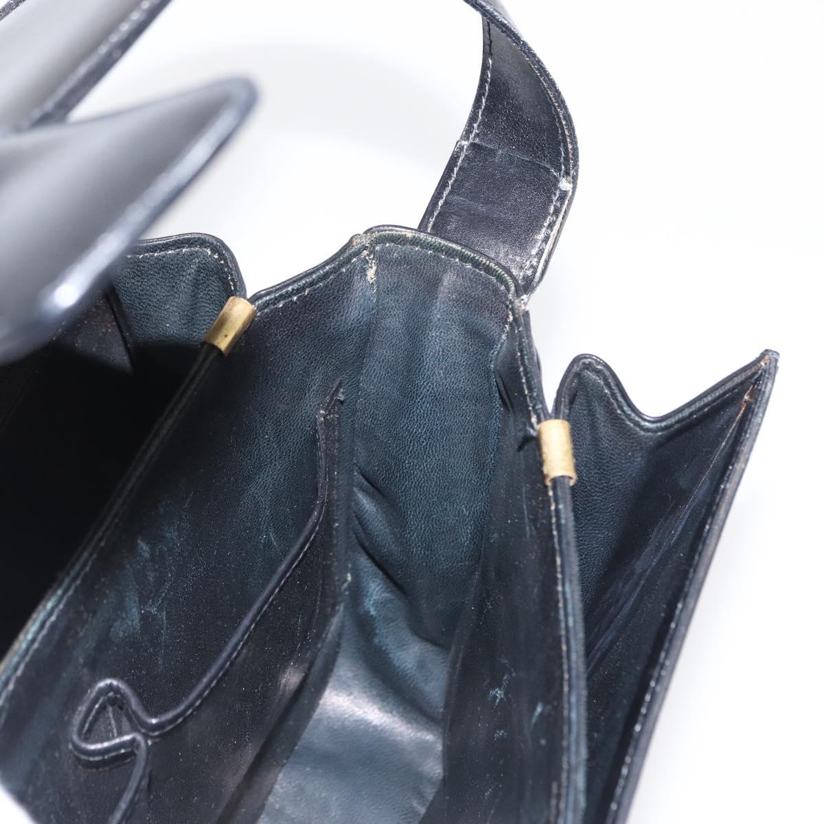 CELINE Shoulder Bag Leather Black Gold Auth 164937