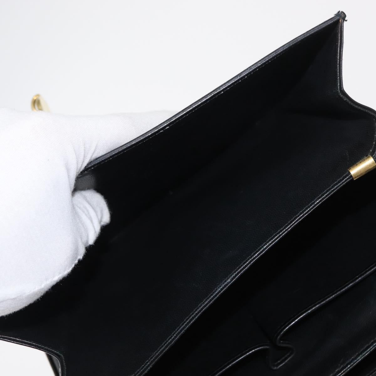 CELINE Shoulder Bag Leather Black Gold Auth 164937