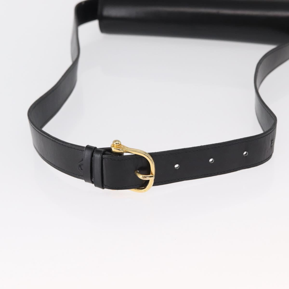 CELINE Shoulder Bag Leather Black Gold Auth 164937