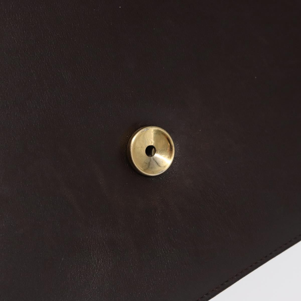 CHANEL Chain Shoulder Bag Leather Brown Gold CC Auth 164942