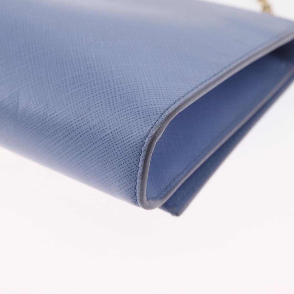 Salvatore Ferragamo Vala Chain Shoulder Bag Leather Blue Gold Auth 164943