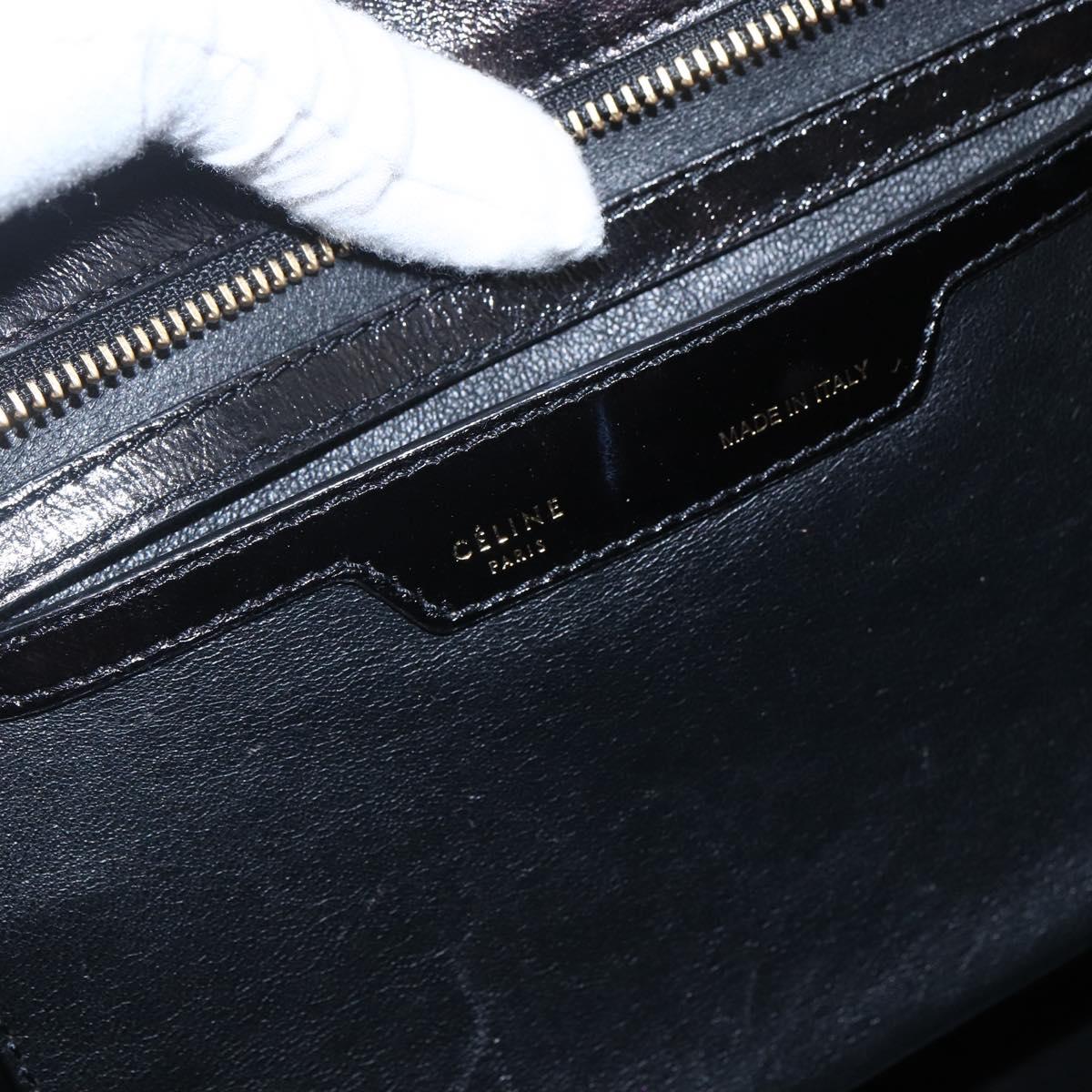 CELINE Trapeze Hand Bag Leather Suede Black Gold Auth 164944