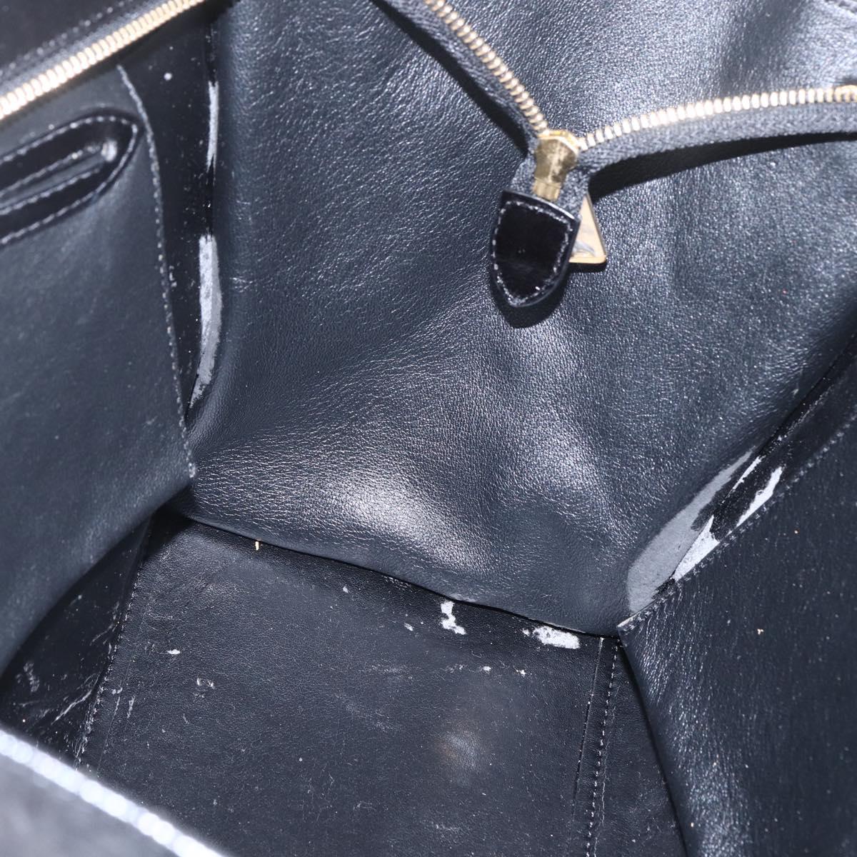 CELINE Trapeze Hand Bag Leather Suede Black Gold Auth 164944
