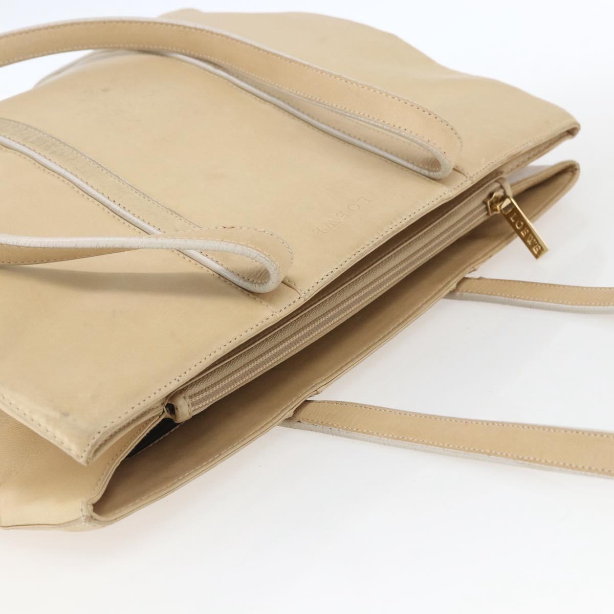 LOEWE Tote Bag Nappa leather Beige Gold Auth 164948