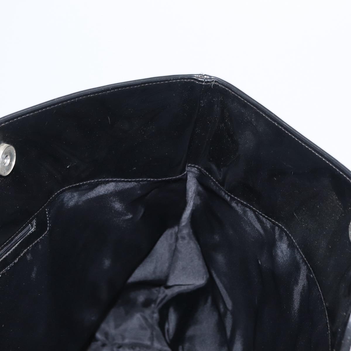 CELINE Circle Hand Bag Patent leather Black Silver Auth 164952