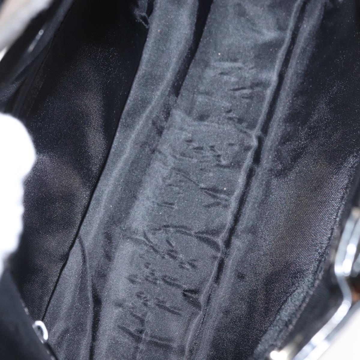 CELINE Circle Hand Bag Patent leather Black Silver Auth 164954