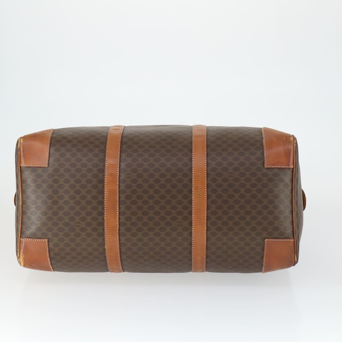 CELINE Macadam Canvas Boston Bag PVC Leather Brown Gold Auth 164958