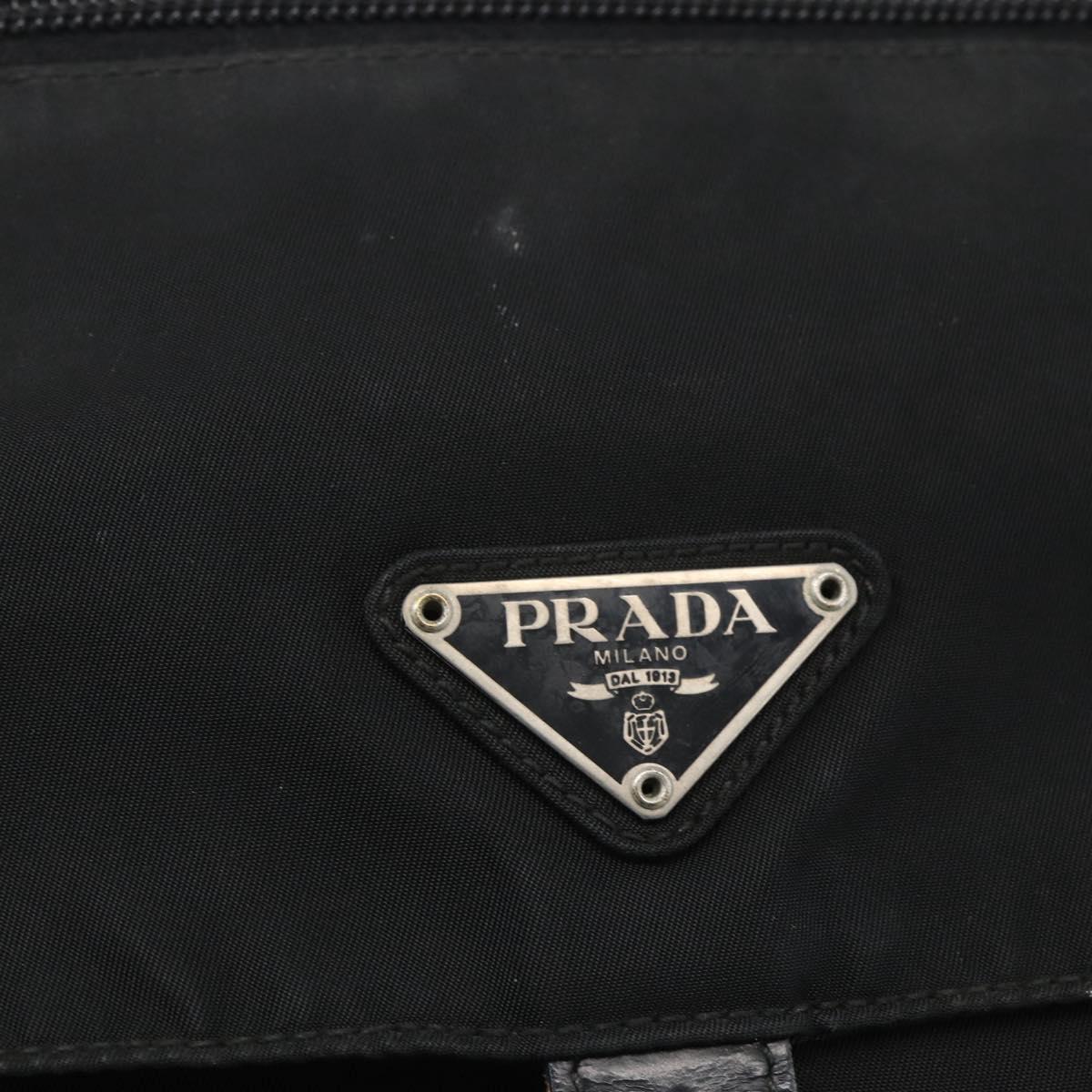 PRADA Shoulder Bag Nylon Black Silver Auth 164965