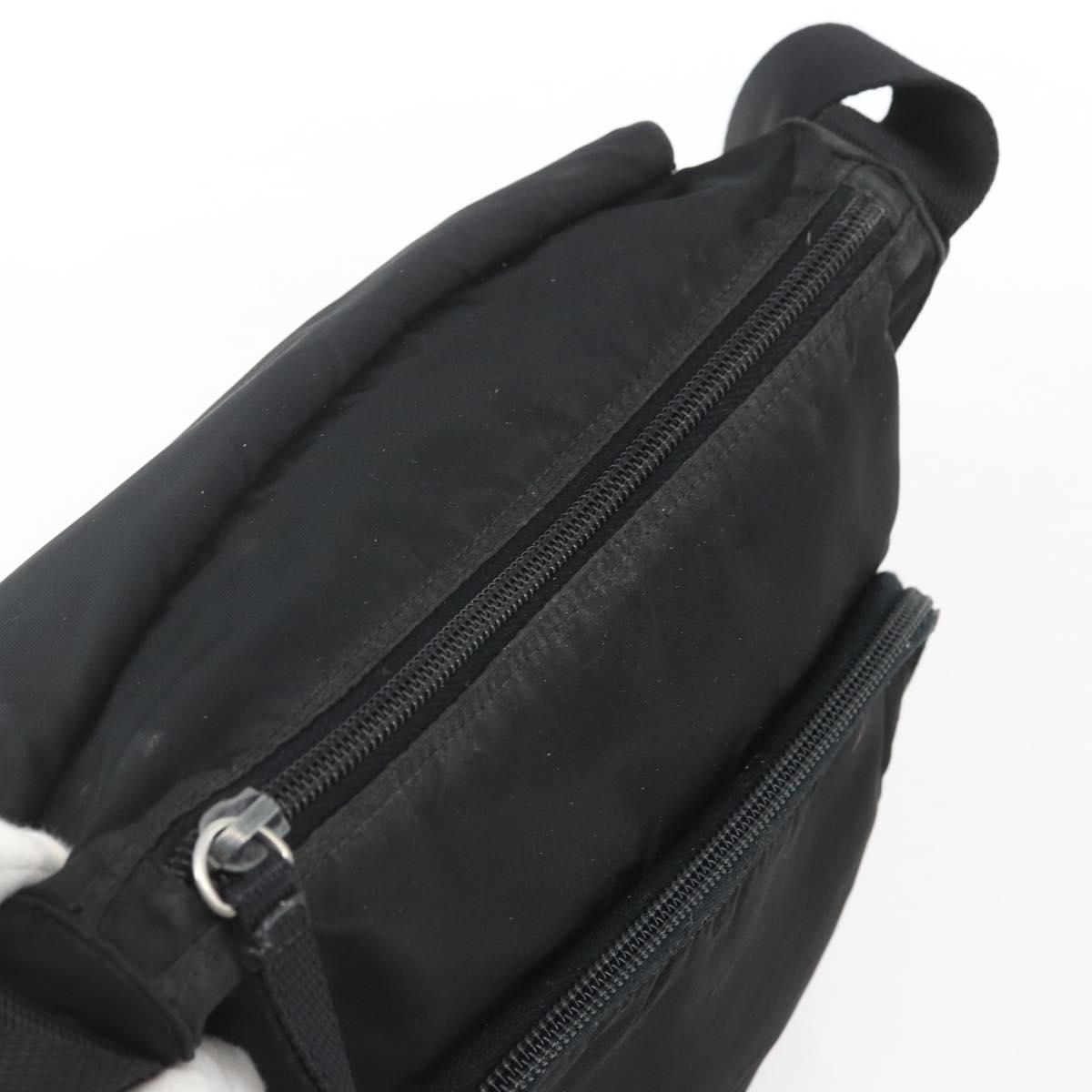 PRADA Shoulder Bag Nylon Black Silver Auth 164965