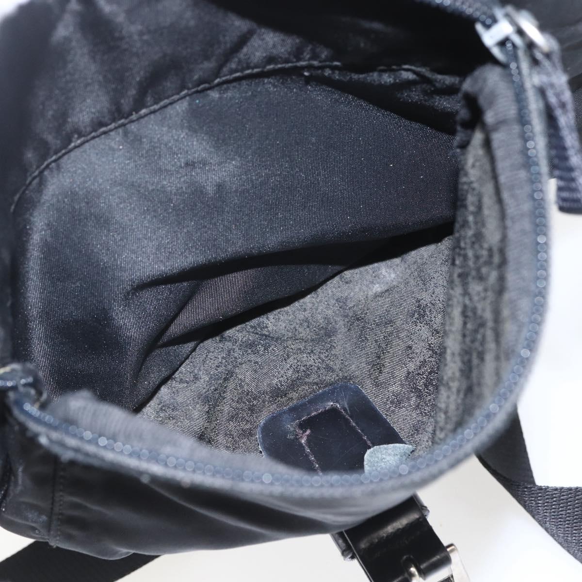 PRADA Shoulder Bag Nylon Black Silver Auth 164965