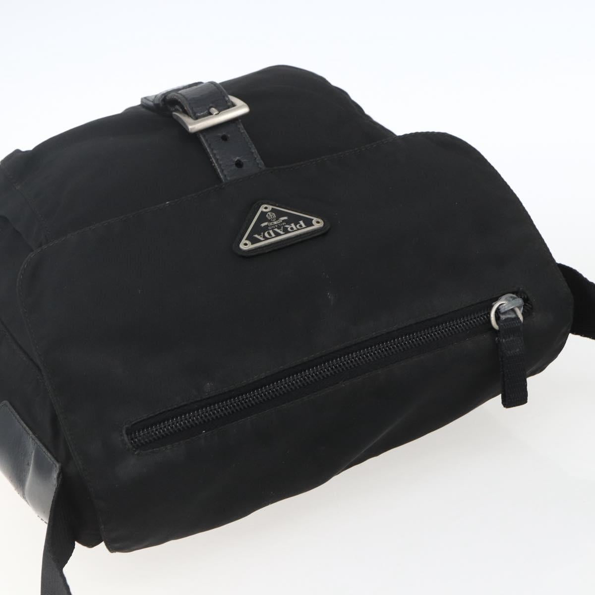 PRADA Shoulder Bag Nylon Black Silver Auth 164965