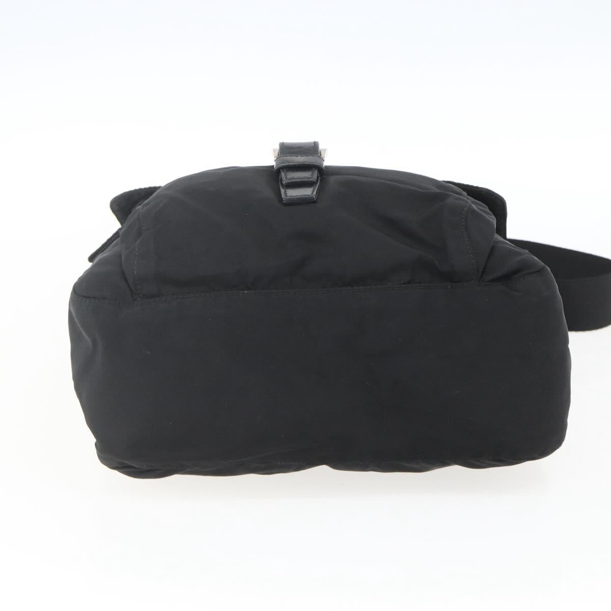 PRADA Shoulder Bag Nylon Black Silver Auth 164965