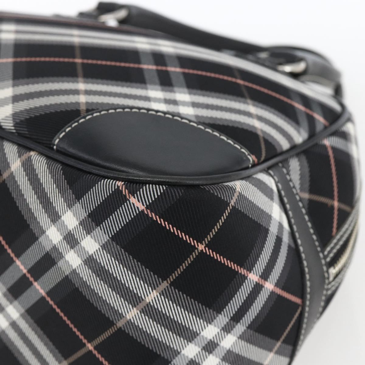 BURBERRY Nova Check Blue Label Hand Bag Nylon Black Silver Auth 164966V