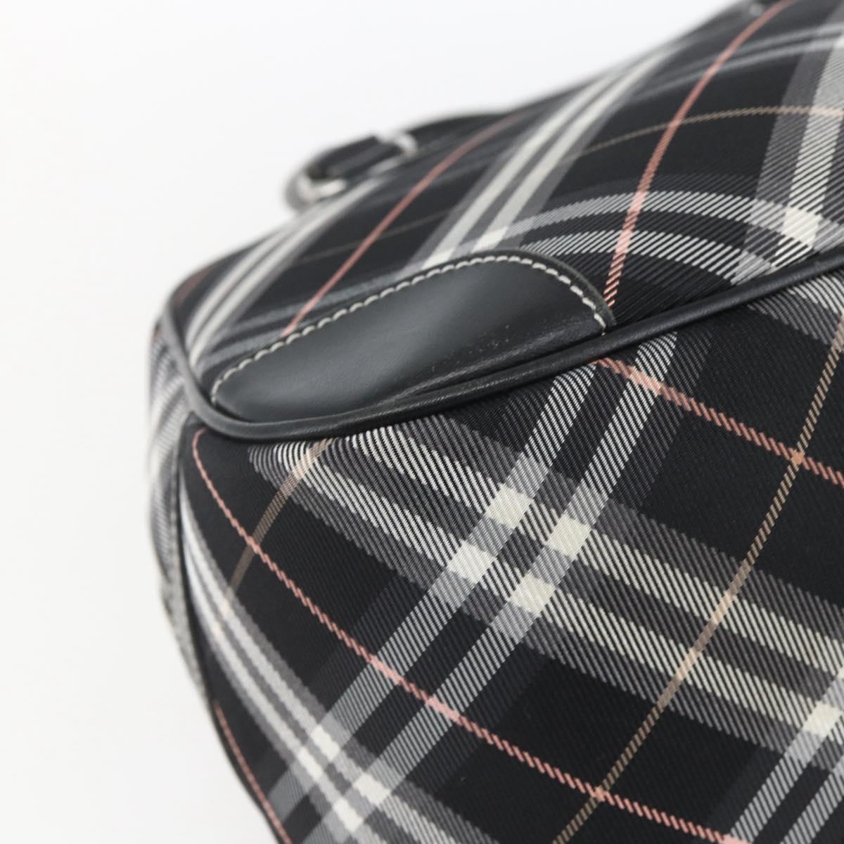 BURBERRY Nova Check Blue Label Hand Bag Nylon Black Silver Auth 164966V