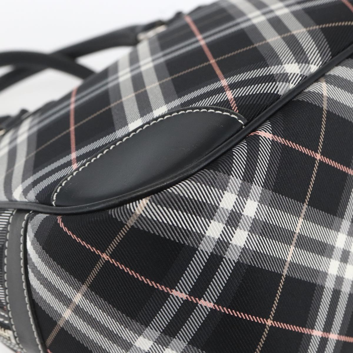 BURBERRY Nova Check Blue Label Hand Bag Nylon Black Silver Auth 164966V