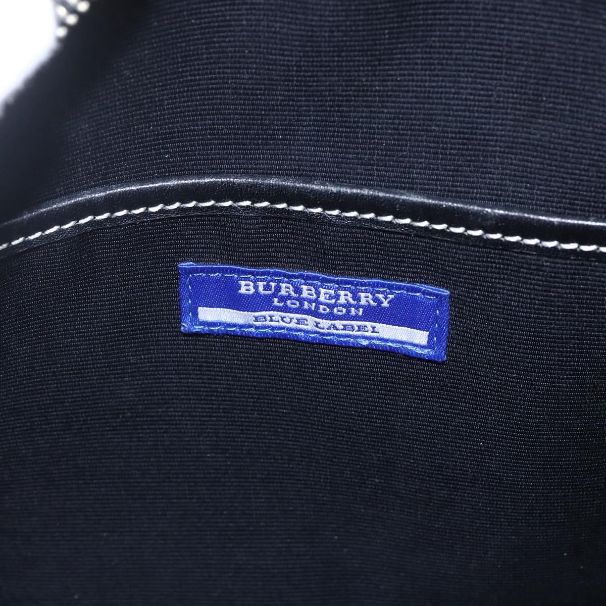 BURBERRY Nova Check Blue Label Hand Bag Nylon Black Silver Auth 164966V