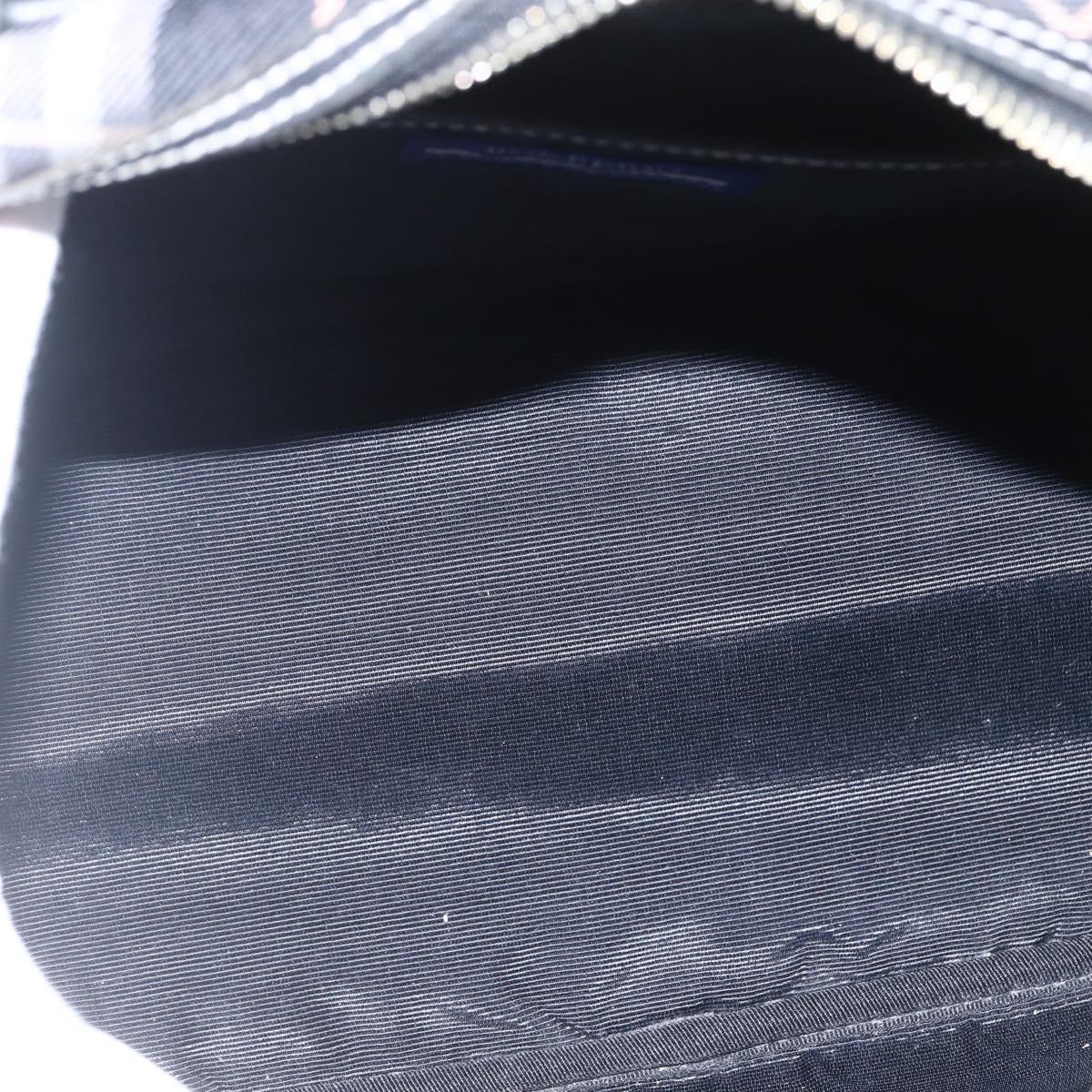 BURBERRY Nova Check Blue Label Hand Bag Nylon Black Silver Auth 164966V