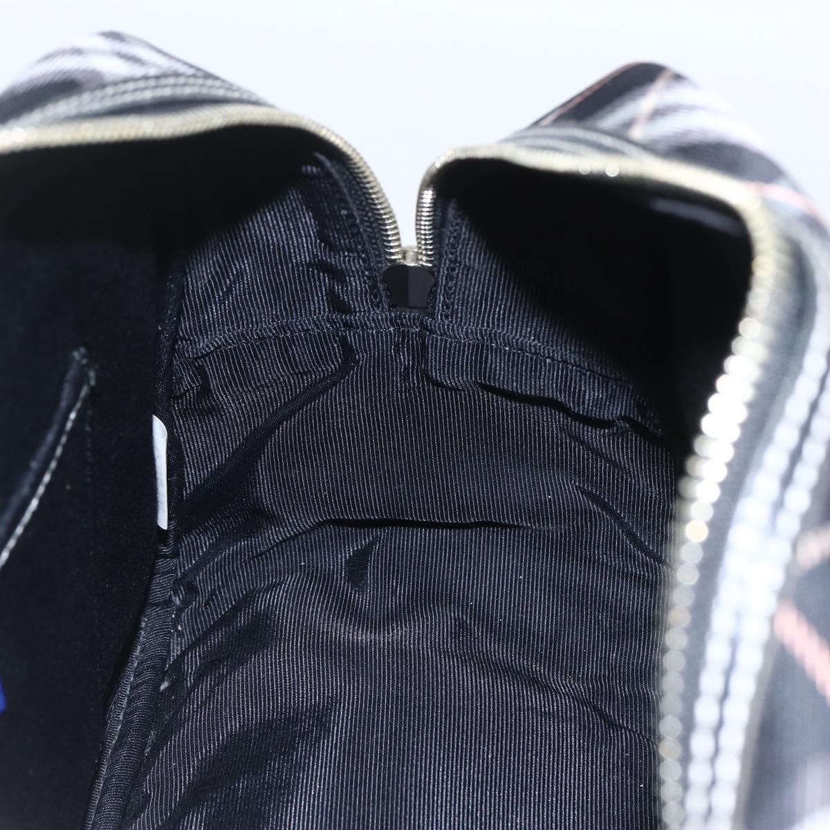 BURBERRY Nova Check Blue Label Hand Bag Nylon Black Silver Auth 164966V