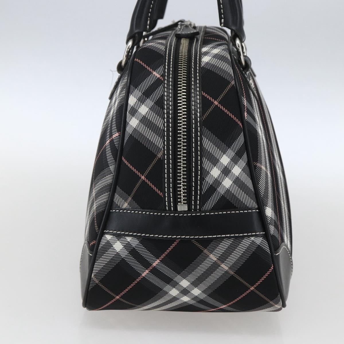 BURBERRY Nova Check Blue Label Hand Bag Nylon Black Silver Auth 164966V