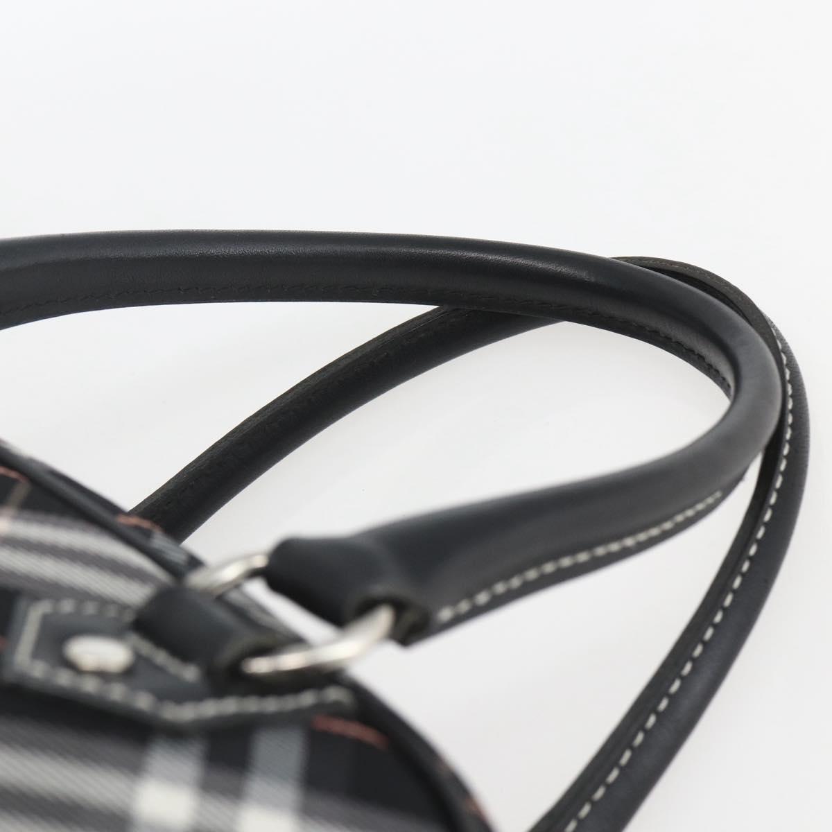 BURBERRY Nova Check Blue Label Hand Bag Nylon Black Silver Auth 164966V