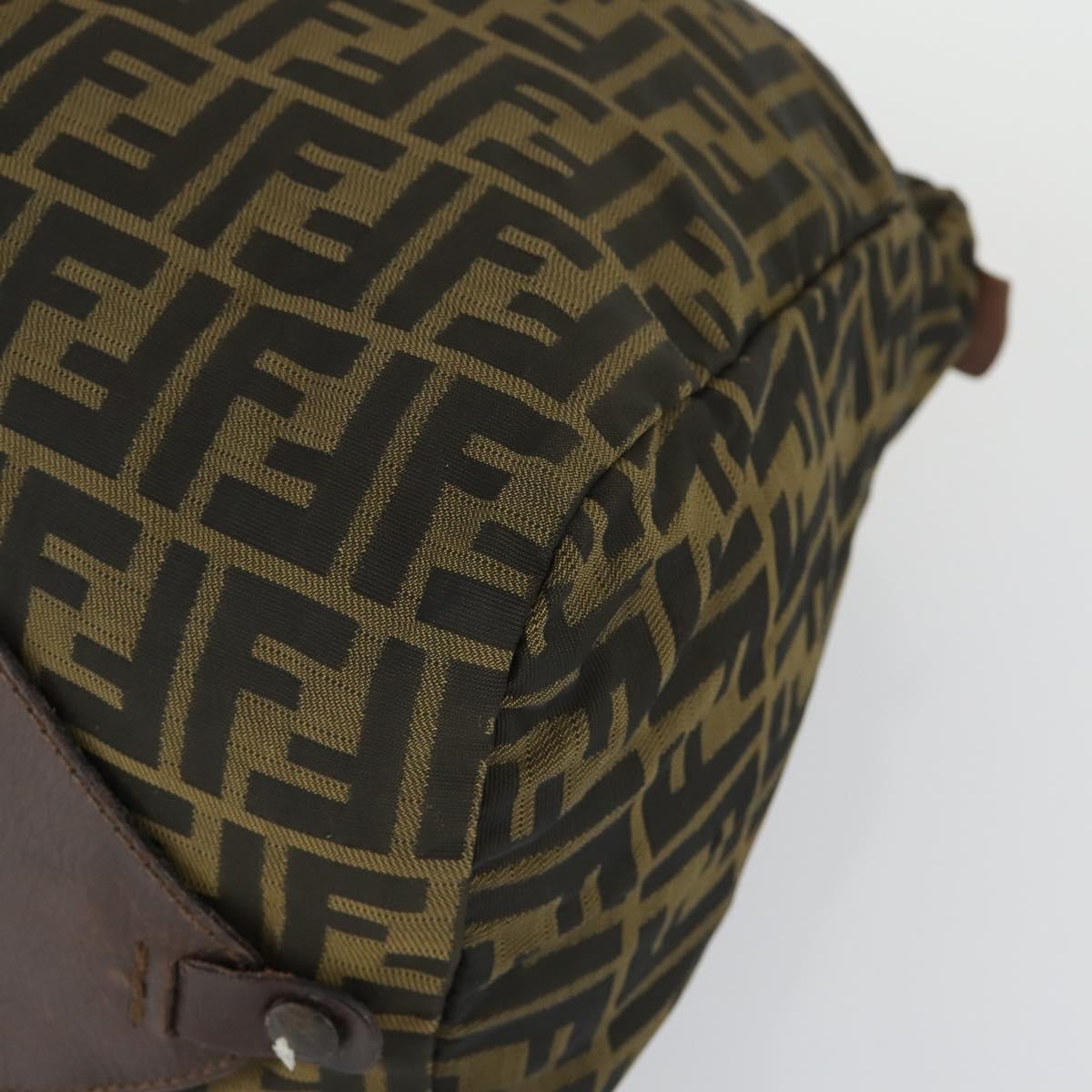 FENDI Zucca Canvas Boston Bag Brown Black Auth 164985