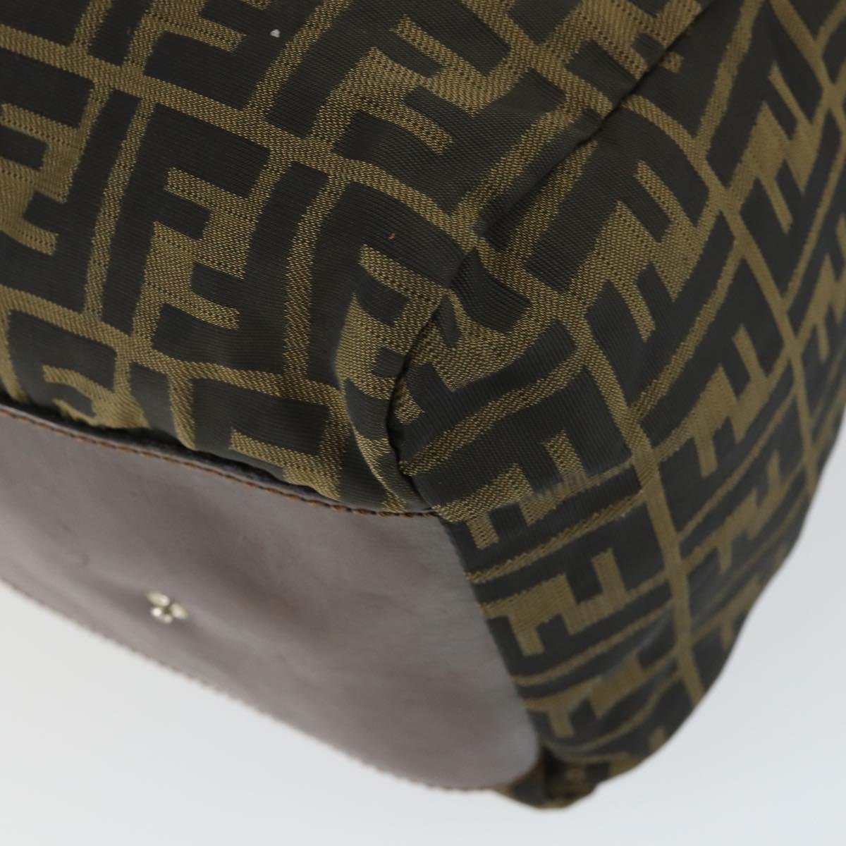FENDI Zucca Canvas Boston Bag Brown Black Auth 164985