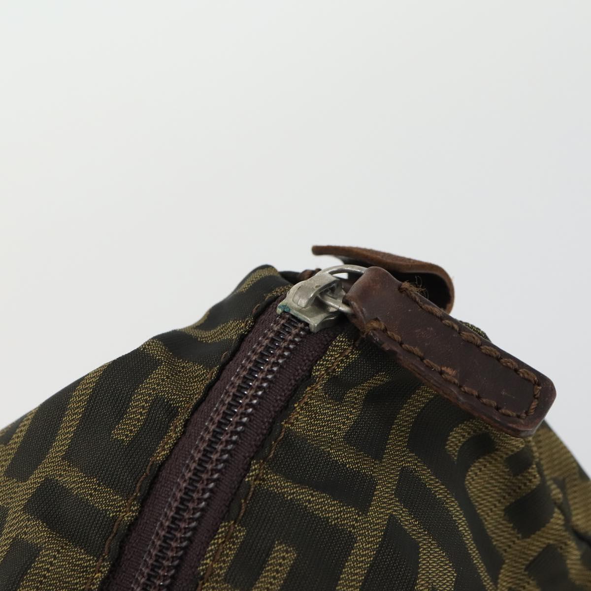 FENDI Zucca Canvas Boston Bag Brown Black Auth 164985