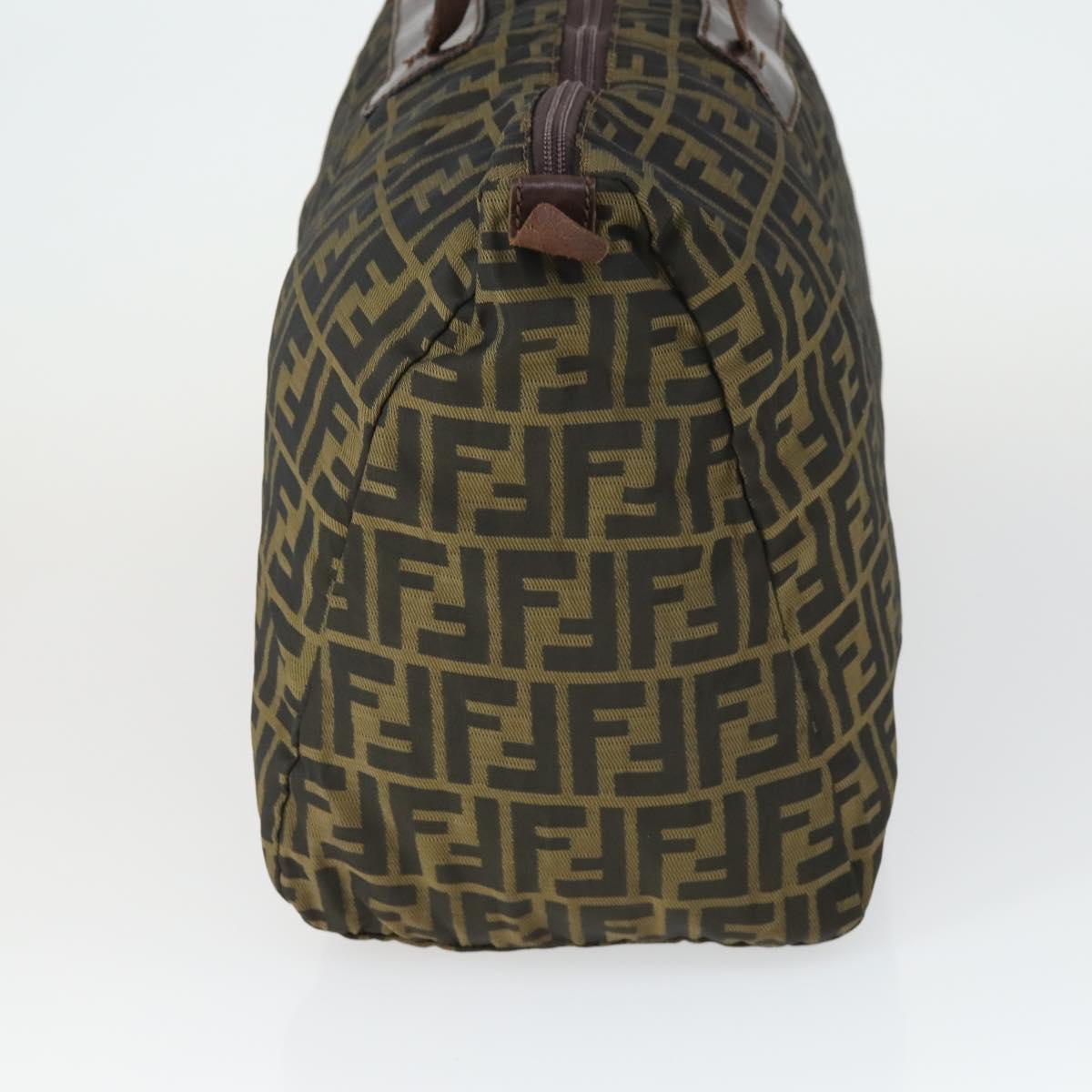 FENDI Zucca Canvas Boston Bag Brown Black Auth 164985