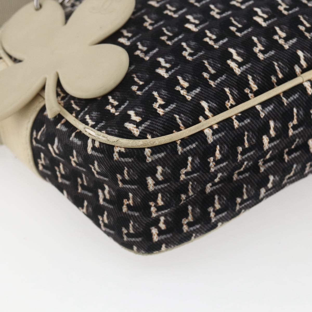 CHANEL Shoulder Bag Canvas Black Silver CC Auth 164987